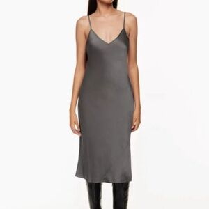 Wilfred Only Slip Midi Dress in Peppercorn Grey